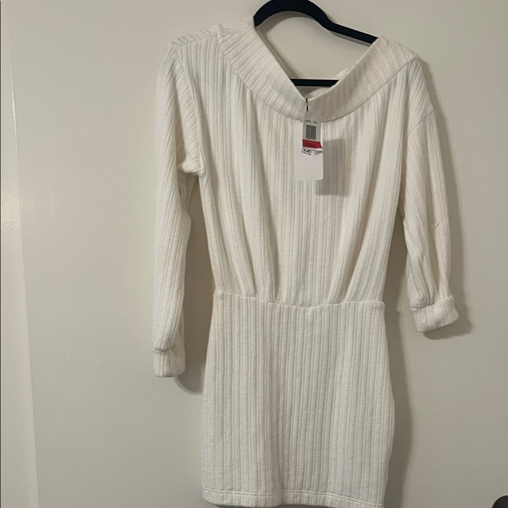 NWT Line & Dot White Ribbed Dress XS